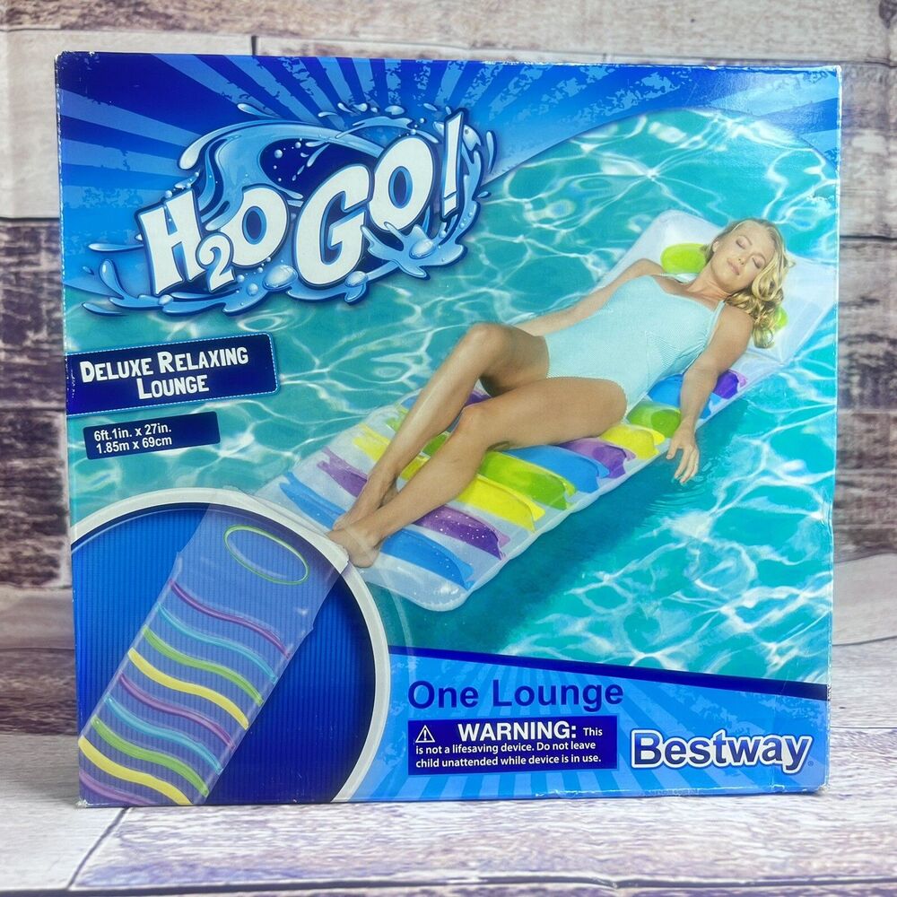 H2O Go! Deluxe Relaxing Lounge Inflatable Pool Float 6ft Transparent Clear Raft - Picture 7 of 7